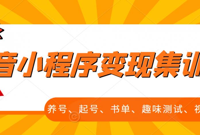 抖音小程序变现集训课，养号、起号、书单、趣味测试、视频剪辑，全套流程-问小徐资源库