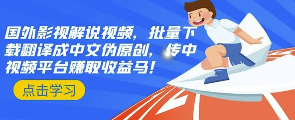 国外影视解说视频，批量下载翻译成中文伪原创，传中视频平台赚取收益-问小徐资源库