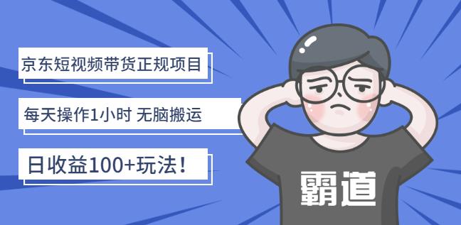 京东短视频带货正规项目：每天操作1小时无脑搬运日收益100+玩法！-问小徐资源库