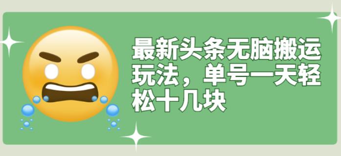 最新头条无脑搬运玩法，单号一天轻松十几块【视频教程+搬运软件】-问小徐资源库