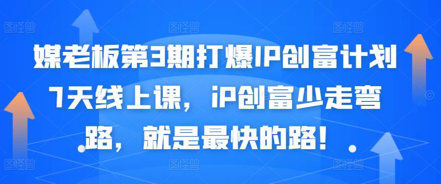 媒老板第3期打爆IP创富计划7天线上课，iP创富少走弯路，就是最快的路！-问小徐资源库