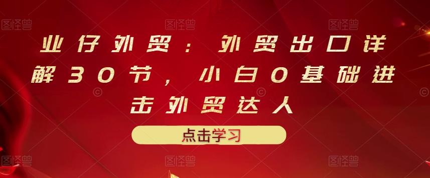 业仔外贸：外贸出口详解30节，小白0基础进击外贸达人 价值666元-问小徐资源库