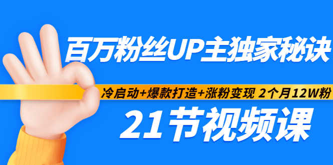 百万粉丝UP主独家秘诀：冷启动+爆款打造+涨粉变现2个月12W粉（21节视频课)-问小徐资源库
