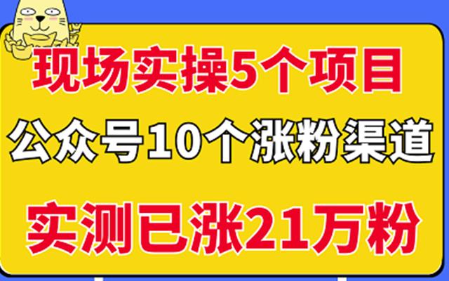 现场实操5个公众号项目，10个涨粉渠道，实测已涨21万粉！-问小徐资源库