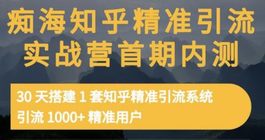 痴海知乎精准引流实战营1-2期，30天搭建1套知乎精准引流系统，引流1000+精准用户-问小徐资源库