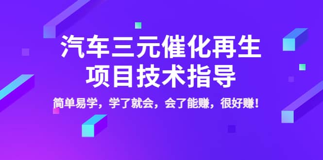 汽车三元催化再生项目技术指导，简单易学，学了就会，会了能赚，很好赚！-问小徐资源库