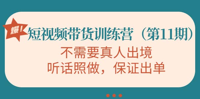 短视频带货训练营（第11期），不需要真人出境，听话照做，保证出单-问小徐资源库