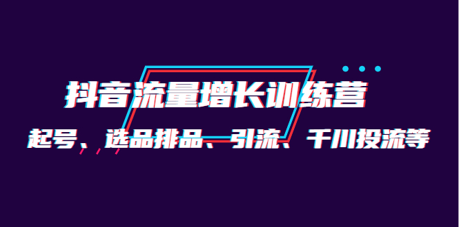 月销1.6亿实操团队·抖音流量增长训练营：起号、选品排品、引流 千川投流等-问小徐资源库