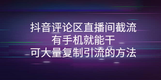 抖音评论区直播间截流，有手机就能干，可大量复制引流的方法-问小徐资源库