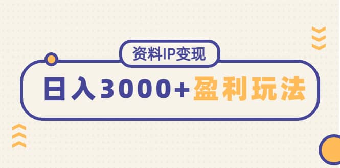 资料IP变现，持续性盈利玩法-问小徐资源库