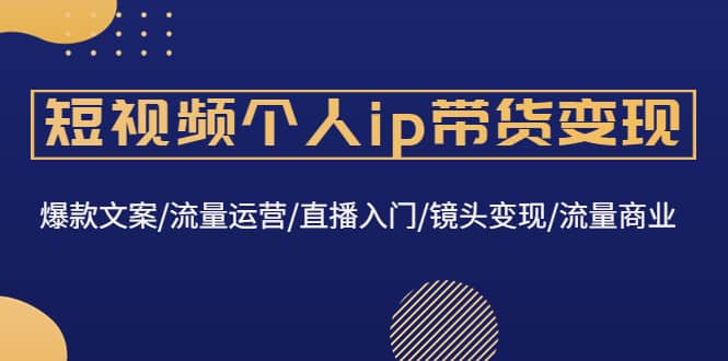 短视频个人ip带货变现：爆款文案/流量运营/直播入门/镜头变现/流量商业-问小徐资源库