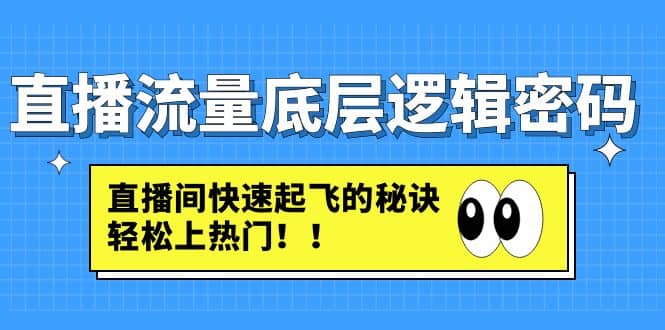 直播流量底层逻辑密码：直播间快速起飞的秘诀，轻松上热门-问小徐资源库