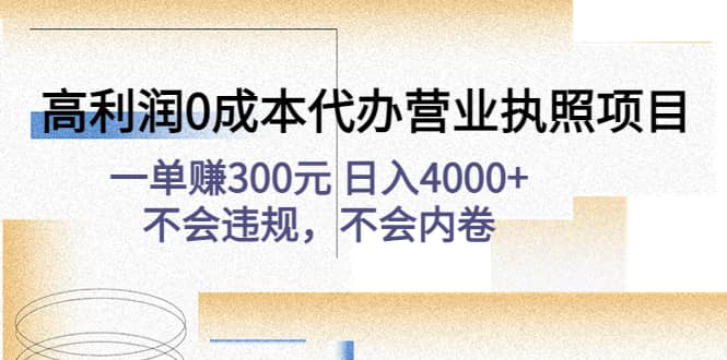 高利润0成本代办营业执照项目：不会违规，不会内卷-问小徐资源库