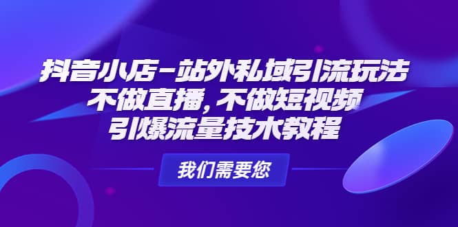 抖音小店-站外私域引流玩法：不做直播，不做短视频，引爆流量技术教程-问小徐资源库