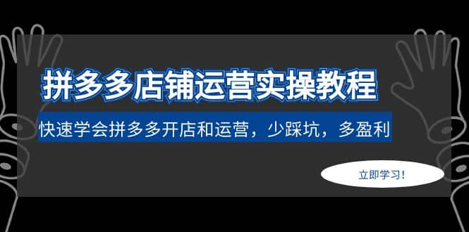 拼多多店铺运营实操教程：快速学会拼多多开店和运营，少踩坑，多盈利-问小徐资源库