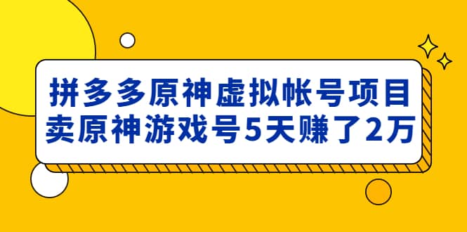 外面卖2980的拼多多原神虚拟帐号项目-问小徐资源库