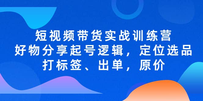 短视频带货实战训练营，好物分享起号逻辑，定位选品打标签、出单，原价-问小徐资源库