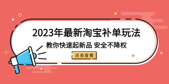 2023年最新淘宝补单玩法，教你快速起·新品，安全·不降权（18课时）-问小徐资源库