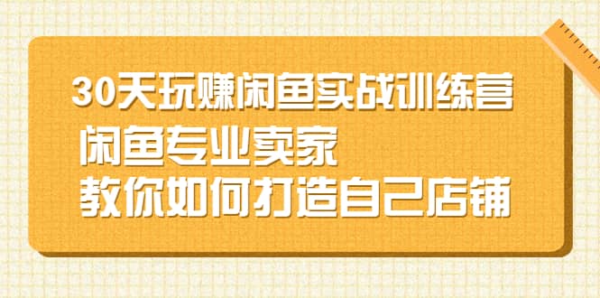 30天玩赚闲鱼实战训练营，闲鱼专业卖家教你如何打造自己店铺-问小徐资源库