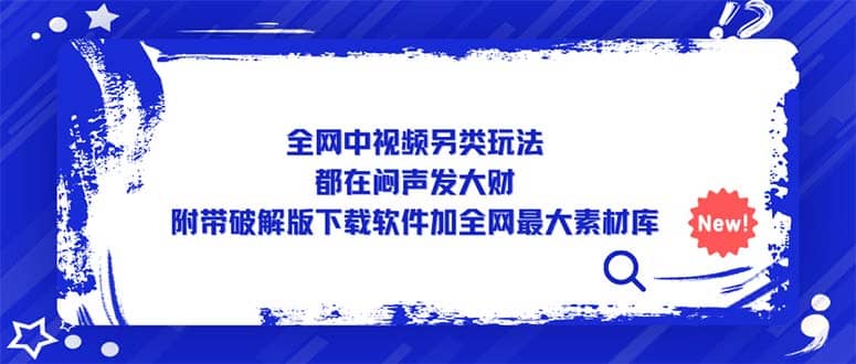 全网中视频另类玩法，都在闷声发大财，附带下载软件加全网最大素材库-问小徐资源库