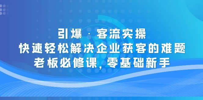 引爆·客流实操：快速轻松解决企业获客的难题，老板必修课，零基础新手-问小徐资源库