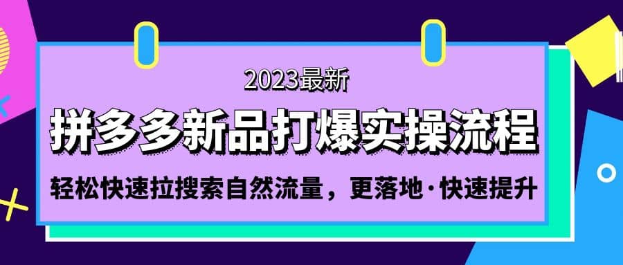 拼多多-新品打爆实操流程：轻松快速拉搜索自然流量，更落地·快速提升-问小徐资源库