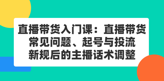 直播带货入门课：直播带货常见问题、起号与投流、新规后的主播话术调整-问小徐资源库