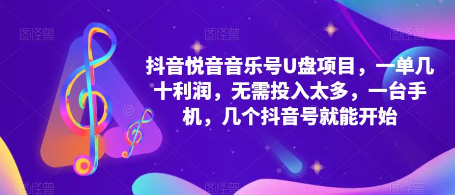 抖音音乐号U盘项目 一单几十利润 无需投入太多 一台手机 几个抖音号就开始-问小徐资源库