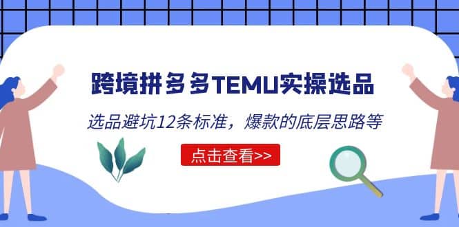 跨境拼多多TEMU实操选品运营方法，选品避坑12条标准，爆款的底层思路等-问小徐资源库
