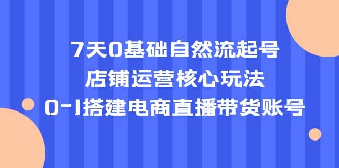 7天0基础自然流起号，店铺运营核心玩法，0-1搭建电商直播带货账号-问小徐资源库