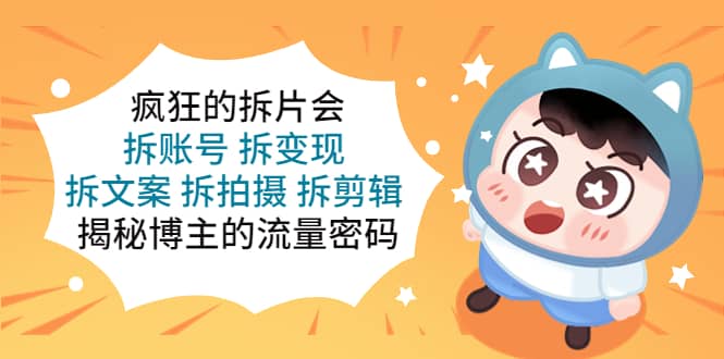疯狂的拆片会：拆账号 拆变现 拆文案 拆拍摄 拆剪辑 揭秘博主的流量密码-问小徐资源库