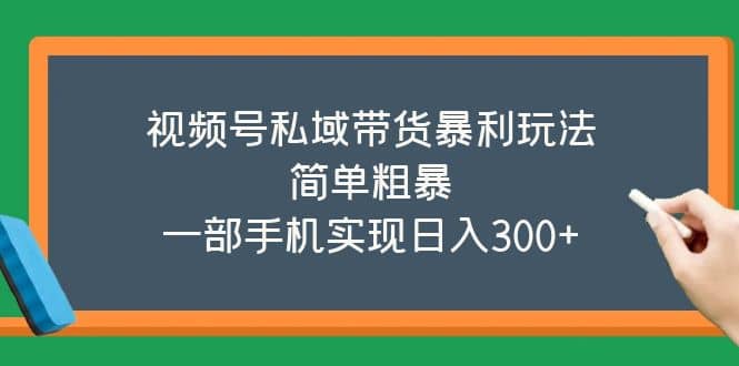 视频号私域带货暴利玩法，简单粗暴-问小徐资源库
