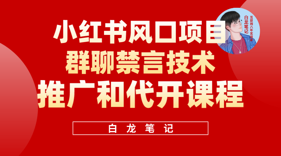 小红书风口项目日入300+，小红书群聊禁言技术代开项目，适合新手操作-问小徐资源库