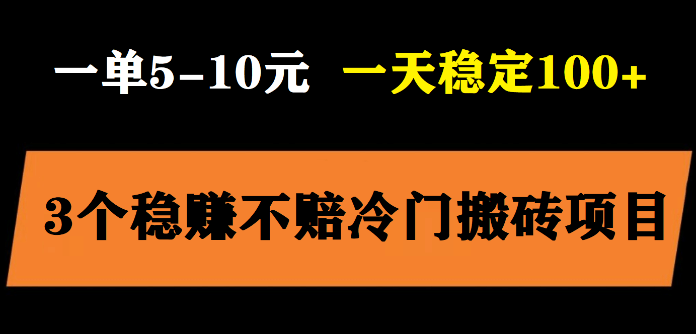 3个最新稳定的冷门搬砖项目，小白无脑照抄当日变现日入过百-问小徐资源库