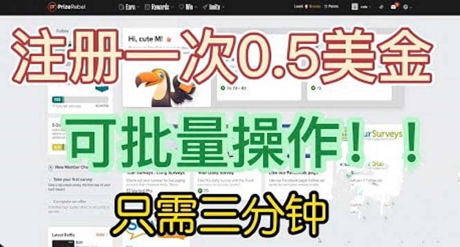 国外项目注册一次0.5美金 只需三分钟无脑操作 可批量放大 小白工作室福利-问小徐资源库