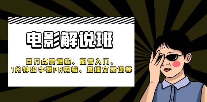 《电影解说班》百万点赞爆款、配音入门、1分钟出字幕PR剪辑、直播文案课等-问小徐资源库