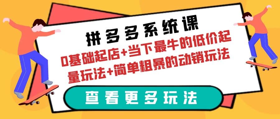 拼多多系统课：0基础起店+当下最牛的低价起量玩法+简单粗暴的动销玩法-问小徐资源库