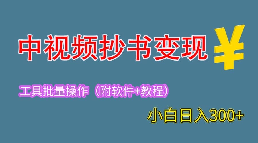 2023中视频抄书变现（附工具+教程），一天300+，特别适合新手操作的副业-问小徐资源库