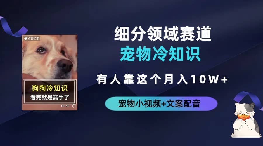 不起眼的抖音细分赛道-宠物冷知识，一段宠物视频配文案，有人靠这个月入10w-问小徐资源库