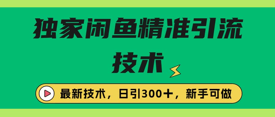 独家闲鱼引流技术，日引300＋实战玩法-问小徐资源库