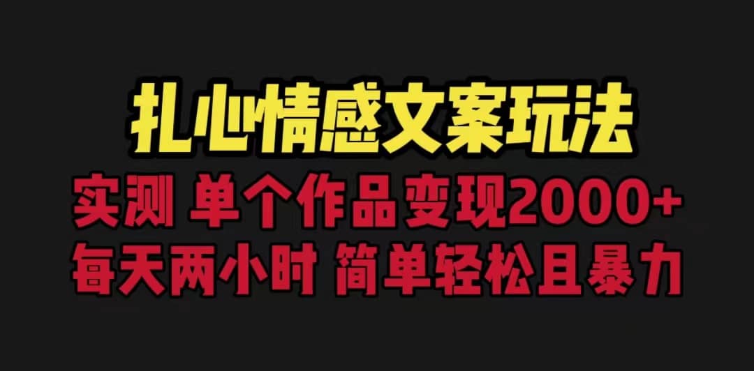 扎心情感文案玩法，单个作品变现5000+，一分钟一条原创作品，流量爆炸-问小徐资源库