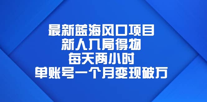 最新蓝海风口项目，新人入局得物，每天两小时，单账号一个月变现破万-问小徐资源库