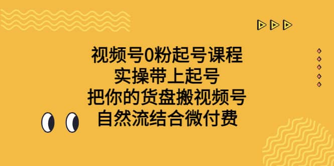 视频号0粉起号课程 实操带上起号 把你的货盘搬视频号 自然流结合微付费-问小徐资源库