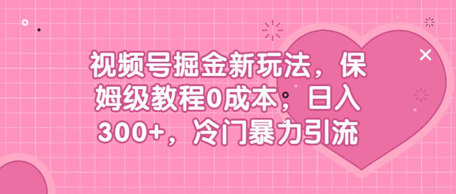 视频号掘金新玩法，保姆级教程0成本，日入300+，冷门暴力引流-问小徐资源库