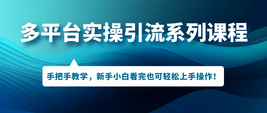 多平台实操引流系列课程，手把手教学，新手小白看完也可轻松上手引流操作-问小徐资源库