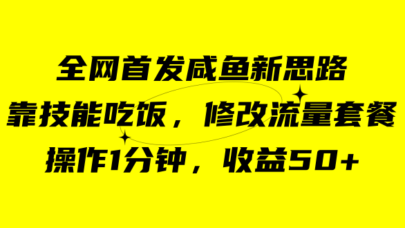 咸鱼冷门新玩法，靠“技能吃饭”，修改流量套餐，操作1分钟，收益50+-问小徐资源库