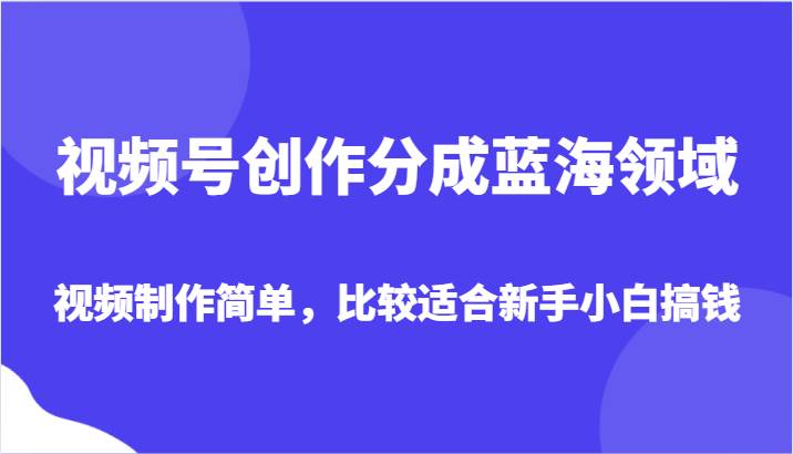 视频号创作分成蓝海领域，视频制作简单，比较适合新手小白搞钱-问小徐资源库