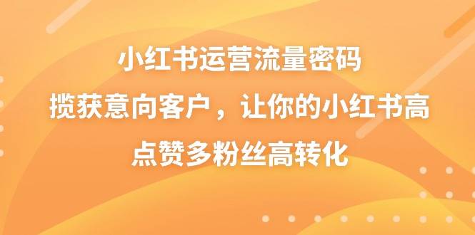 小红书运营流量密码，揽获意向客户，让你的小红书高点赞多粉丝高转化-问小徐资源库