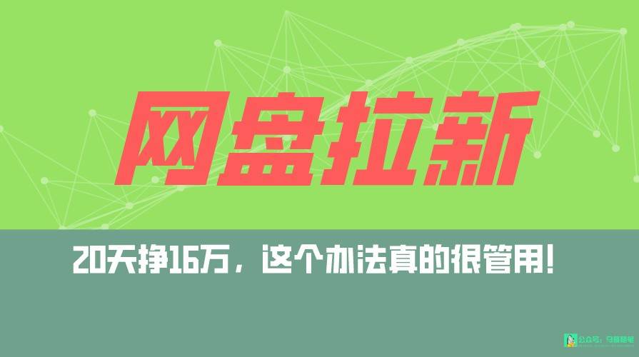 网盘拉新+私域全自动玩法，0粉起号，小白可做，当天见收益，已测单日破5000-问小徐资源库