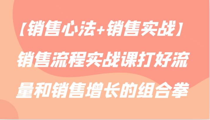【销售心法+销售实战】销售流程实战课打好流量和销售增长的组合拳-问小徐资源库